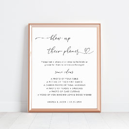 Hart script opblazen hun telefoons bruiloft teken poster