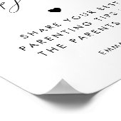 Hart Script Ouderschap Tip Jar Baby shower Sign Poster (Hoek)