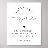 Hart Script Ouderschap Tip Jar Baby shower Sign Poster (Voorkant)