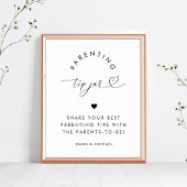 Hart Script Ouderschap Tip Jar Baby shower Sign Poster