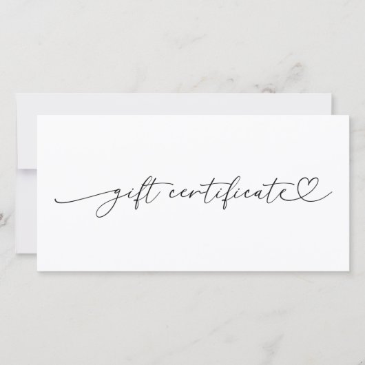 Hart Script Plain Business Logo Cadeaubon (Voorkant)