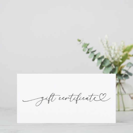 Hart Script Plain Business Logo Cadeaubon (Staand voorkant)