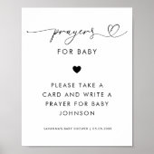 Hart Script Prayers voor Baby Baby shower Sign Poster (Voorkant)