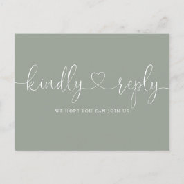 Hart Script Sage Groene Lied Verzoek RSVP Uitnodiging Briefkaart