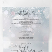 Hart Script Sneeuwvlokken Wintertrouw Drieluik Uitnodiging (Binnenzijde eerst)