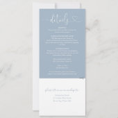 Hart Script Stofblauw All-in-One Trouwkaart Kaart (Achterkant)