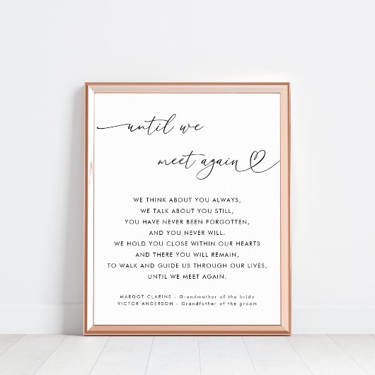 Hart script tot we elkaar weer bruiloft teken poster