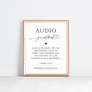 Hart Script Typografie Audio Gastenboek Bruiloft Poster