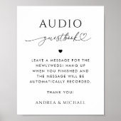 Hart Script Typografie Audio Gastenboek Bruiloft Poster (Voorkant)