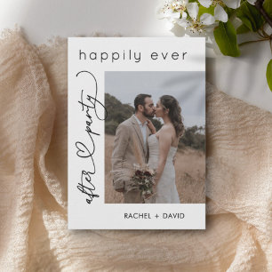 Hart Script We Eloped Foto Bruiloft Receptie Kaart