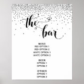 Hart Script & Zilveren Confetti "The Bar" Menu Bor Poster (Voorkant)