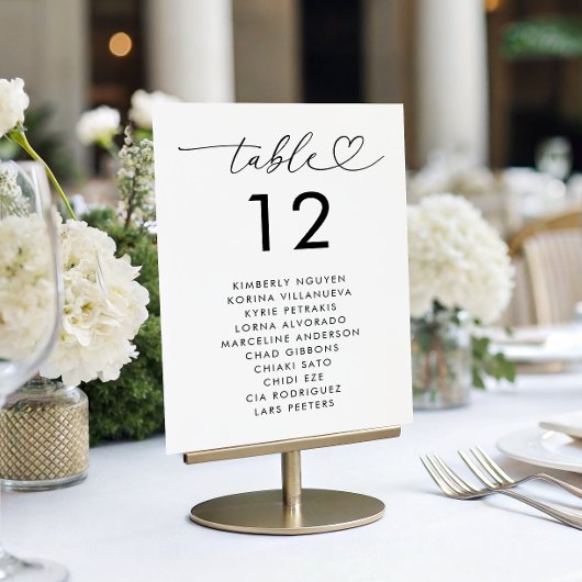 Hart Script Zitschema Namen Minimale Bruiloft Kaart