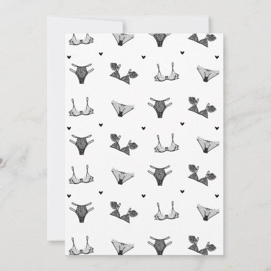 Hart Script & Zwart Kant Lingerie Vrijgezellenfees Kaart (Achterkant)
