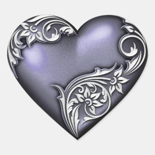 Hart Scroll Donker Violet Sticker