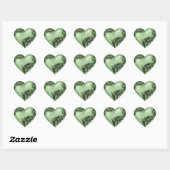 Hart Scroll Groen W Zwart Hart Sticker (Vel)