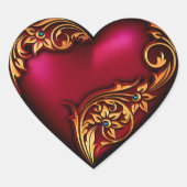 Hart Scroll Rood Goud Hart Sticker (Voorkant)