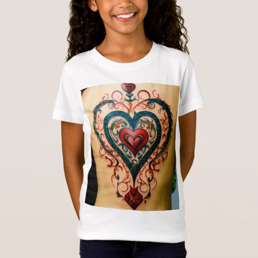 Hart Scroll Tattoo T-Shirt Design (Voorkant)