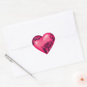 Hart Scroll Watermeloen Rood w Zwart Hart Sticker (Envelop)
