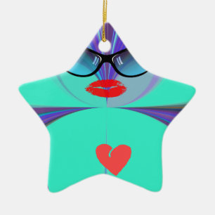 Hart Selfie Keramisch Ornament