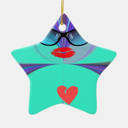 Hart Selfie Keramisch Ornament (Voorkant)