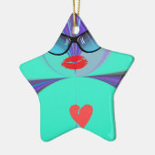 Hart Selfie Keramisch Ornament (Links)