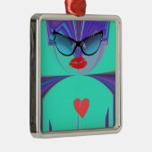 Hart Selfie Metalen Ornament (Rechts)