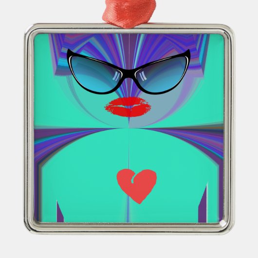 Hart Selfie Metalen Ornament (Voorkant)