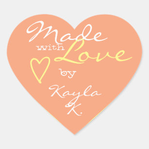 Hart Shape Lijst Pastel Peach Cute made with Love Hart Sticker