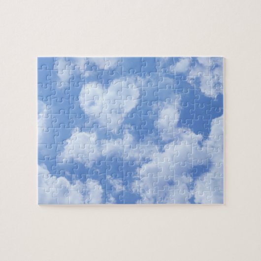 Hart Shaped Cloud Lovely Blue Sjabloon Elegant Legpuzzel (Horizontaal)