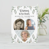 Hart Shaped Foto Collage Botanisch Memorial Programmakaart (Staand voorkant)