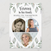 Hart Shaped Foto Collage Botanisch Memorial Programmakaart (Voorkant)