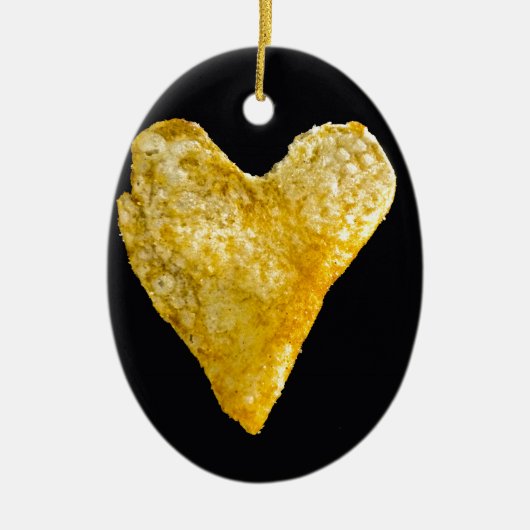 Hart Shaped Potato Chip Keramisch Ornament (Voorkant)