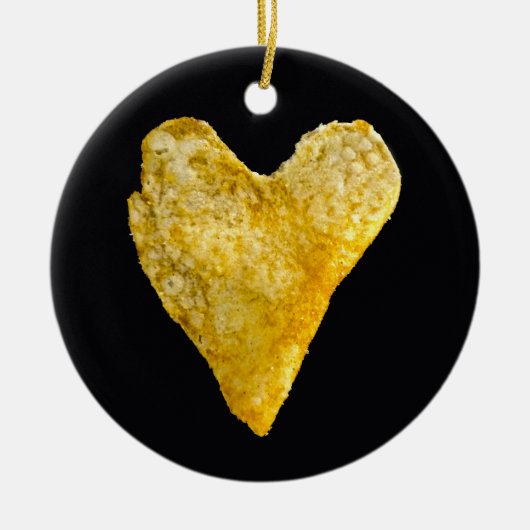 Hart Shaped Potato Chip keramisch sieraad Keramisch Ornament (Voorkant)