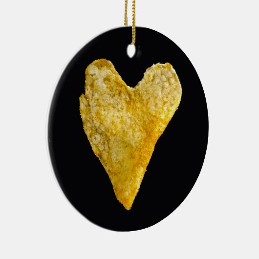 Hart Shaped Potato Chip keramisch sieraad Ornament (Rechts)