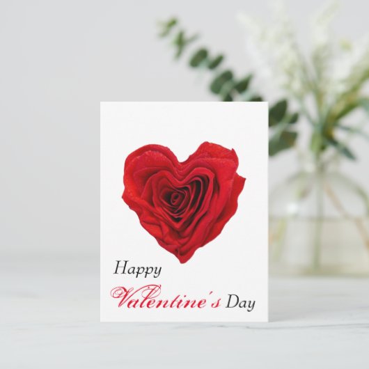 Hart-Shaped Red Rose Valentijnsdag Holiday Post Feestdagenkaart (Staand voorkant)