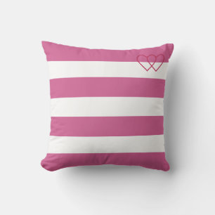 Hart-silhouetten op roze goud & witte strepen kussen