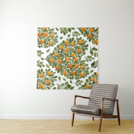 Hart Sinaasappels: Groene takken liefde. Wandkleed (In Situ (horizontaal))