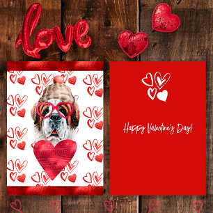 Hart Sint-Bernardhond Liefhebber Valentijns Cadeau Feestdagenkaart