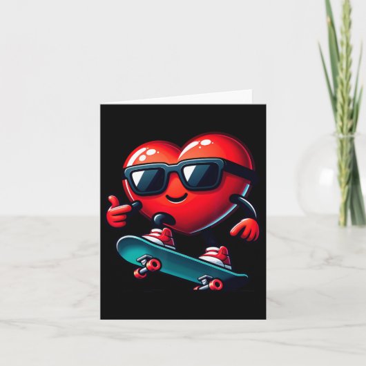 Hart Skateboarder Valentijnsdag Va Kaart (Voorkant)
