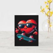 Hart Skateboarder Valentijnsdag Va Kaart (Gele Bloem)