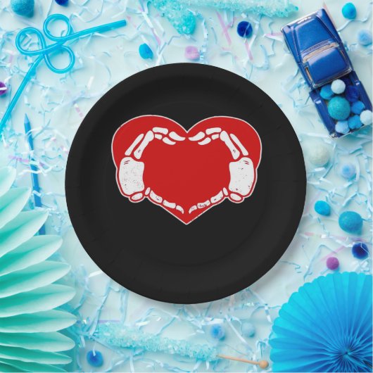 Hart Skelet Handen Gotische Valentijn Rood Classic Papieren Bordje (Feest)
