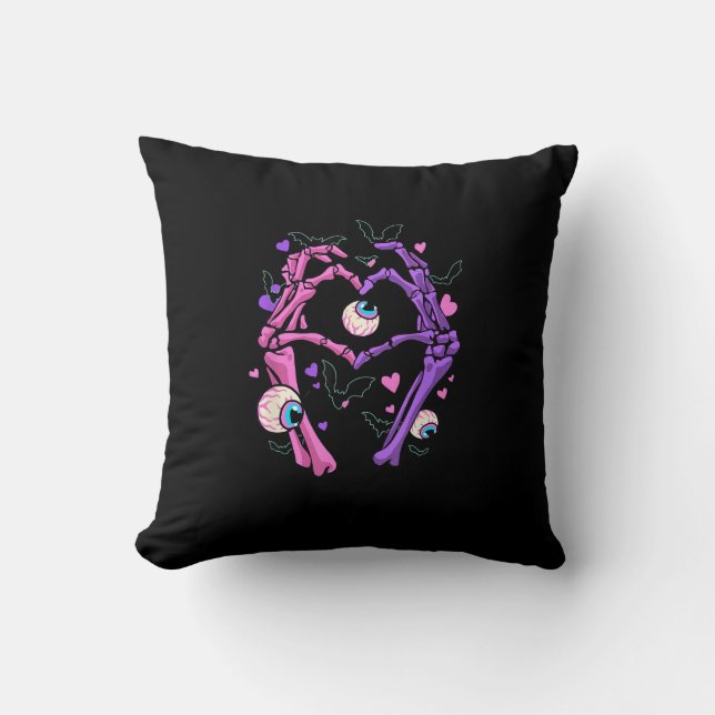 Hart Skelet Handen - Halloween Pastel Gothic Eyeba Kussen (Voorkant)