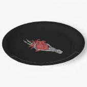 Hart skelet handen papieren bordje (Gekanteld)