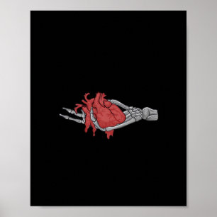 Hart skelet handen poster