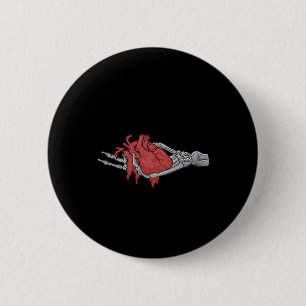 Hart skelet handen ronde button 5,7 cm