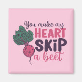 Hart Skip a Beet Funny Cute Valentijnsdag Roze Magneet (Voorkant)