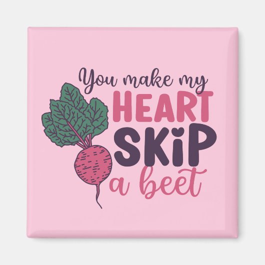 Hart Skip a Beet Funny Cute Valentijnsdag Roze Magneet (Voorkant)
