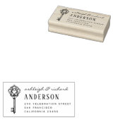  hart sleutel script namen & retour adres rubberstempel (Gestempeld)