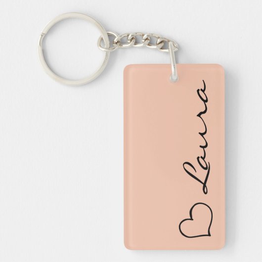 Hart Sleutelhanger met Naam Schrift Aangepast Gesc (Voorkant)