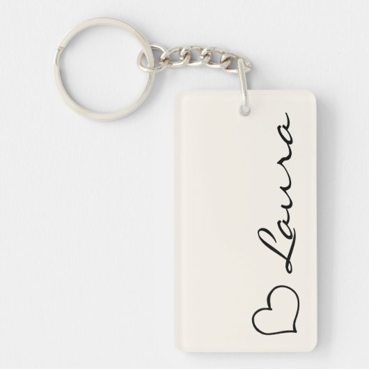Hart Sleutelhanger met Naam Schrift Aangepast Gesc (Voorkant)